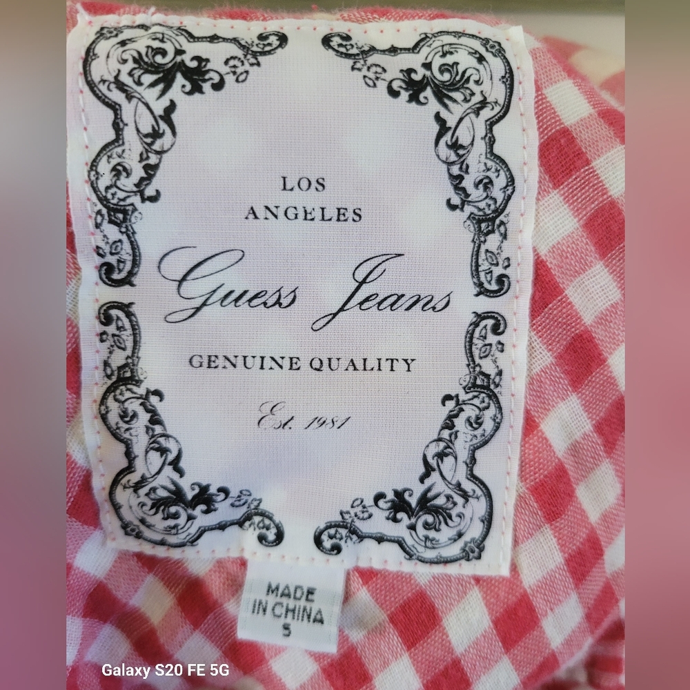 Guess Western Red and White Plaid Button Down Shirt - Picture 3 of 9